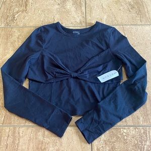 PacSun NWT black cropped long sleeve bow top